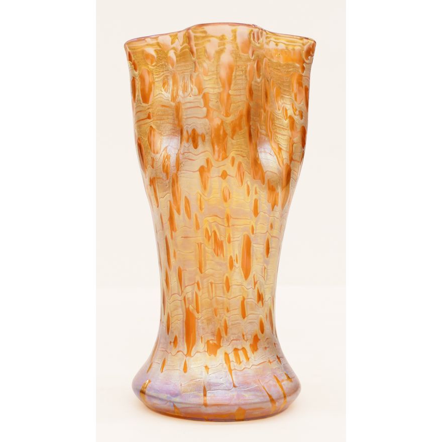 Loetz Gold Orbulin Iridescent Glass Vase