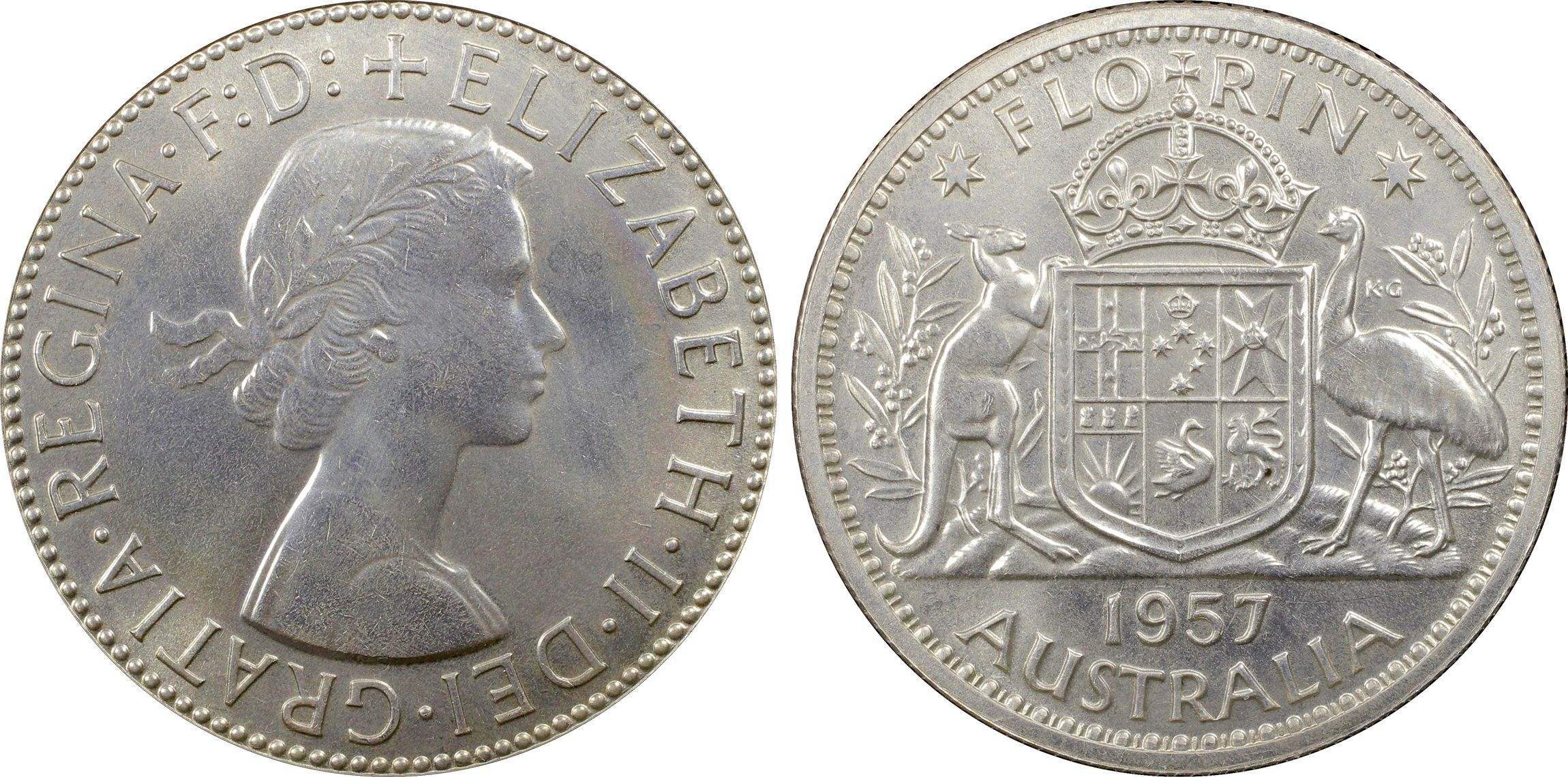 Elizabeth II, Florin, 1957, PCGS PR65