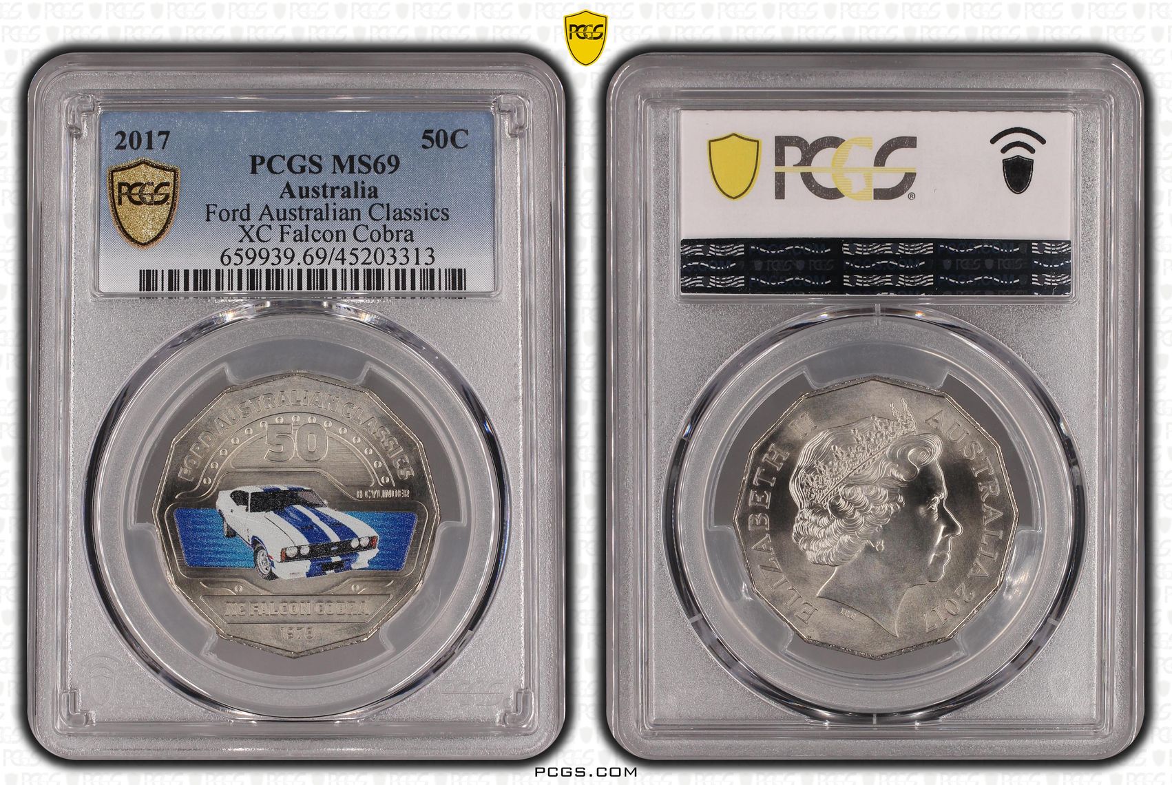 2017 Australia Fifty Cent, 50c Ford Australia Classics - XC Falcon Cobra PCGS - MS69 -313