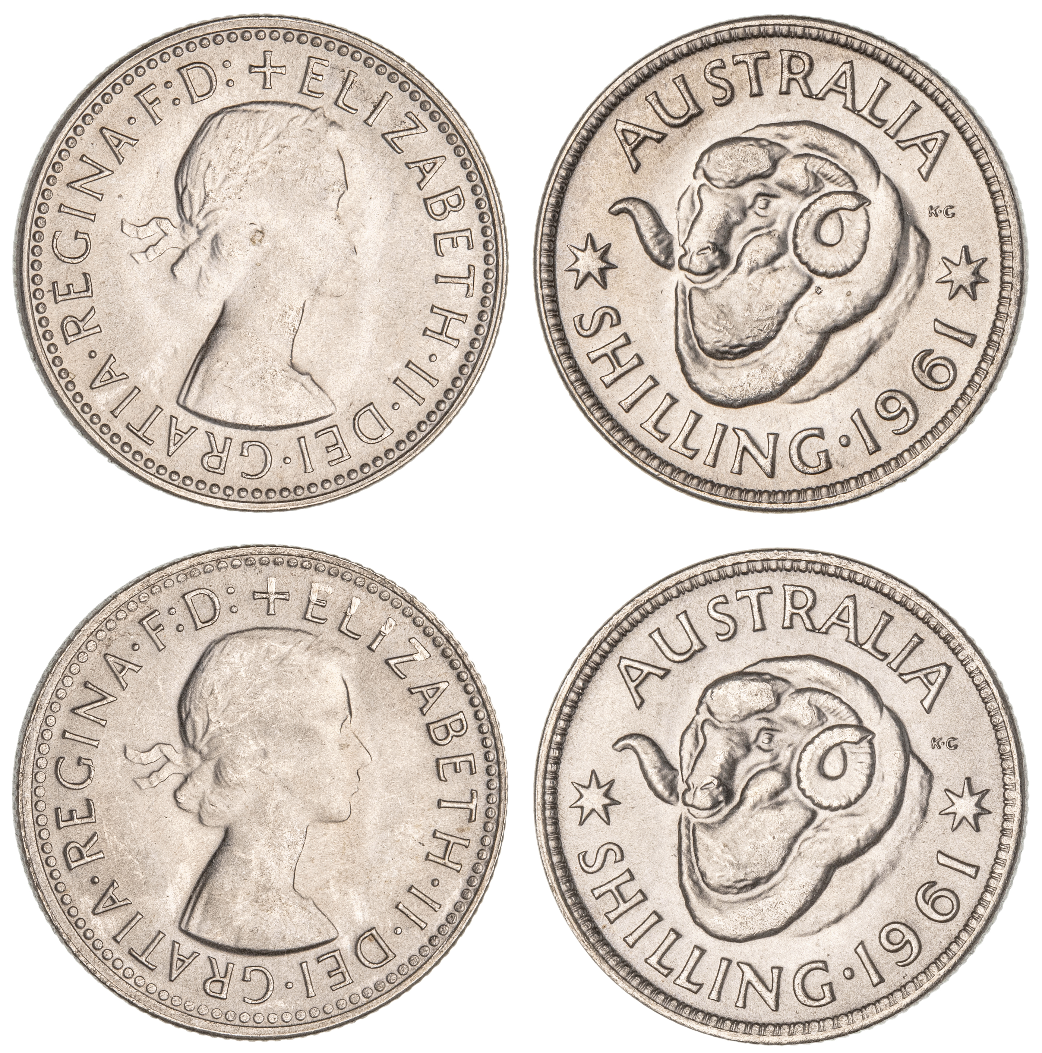 Elizabeth II, Shilling, 1961, GEM
