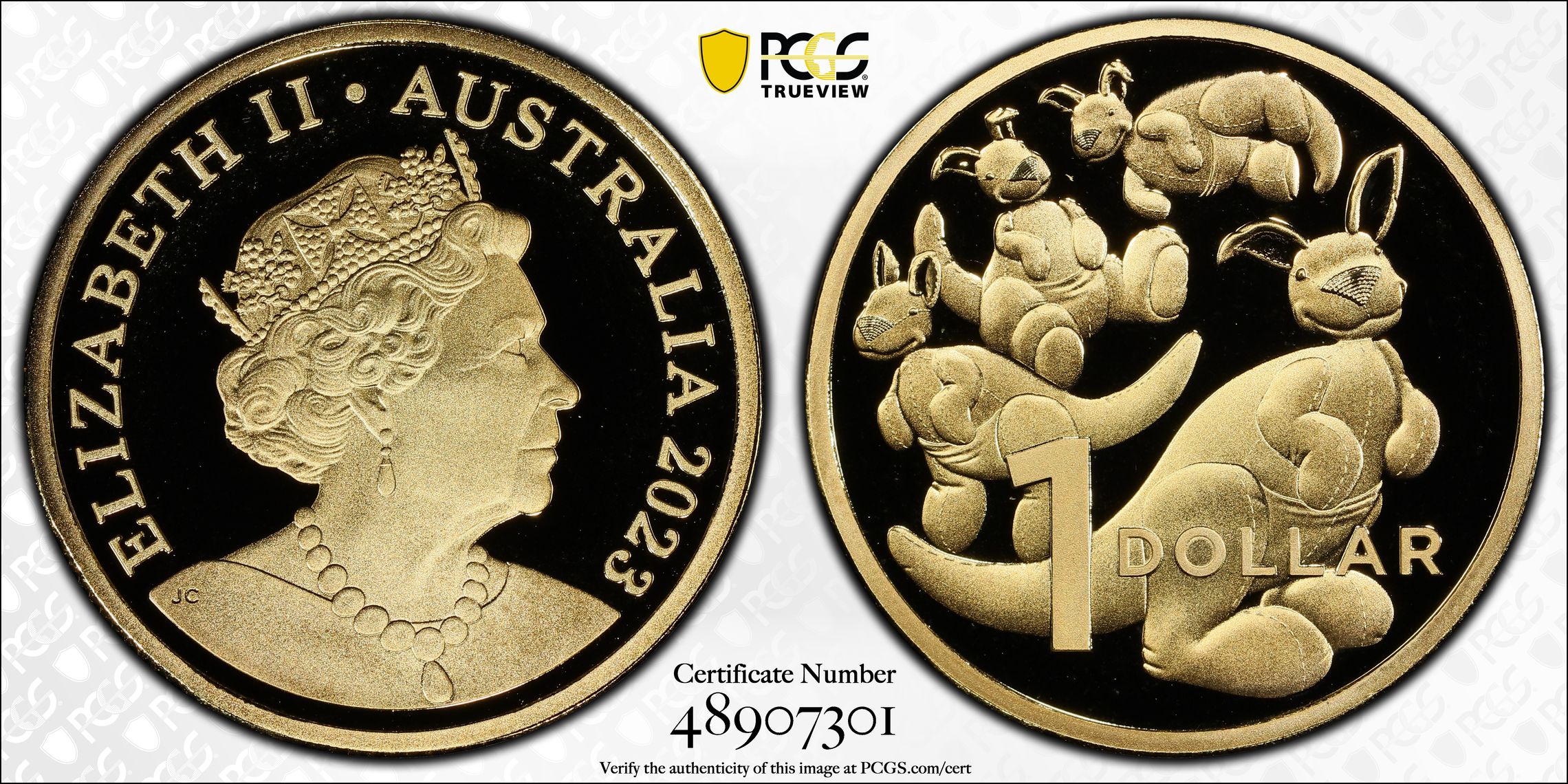Elizabeth II, Plush Kangaroos - Baby Set POP 167/0, One Dollar, 2023, PCGS PR70DCAM