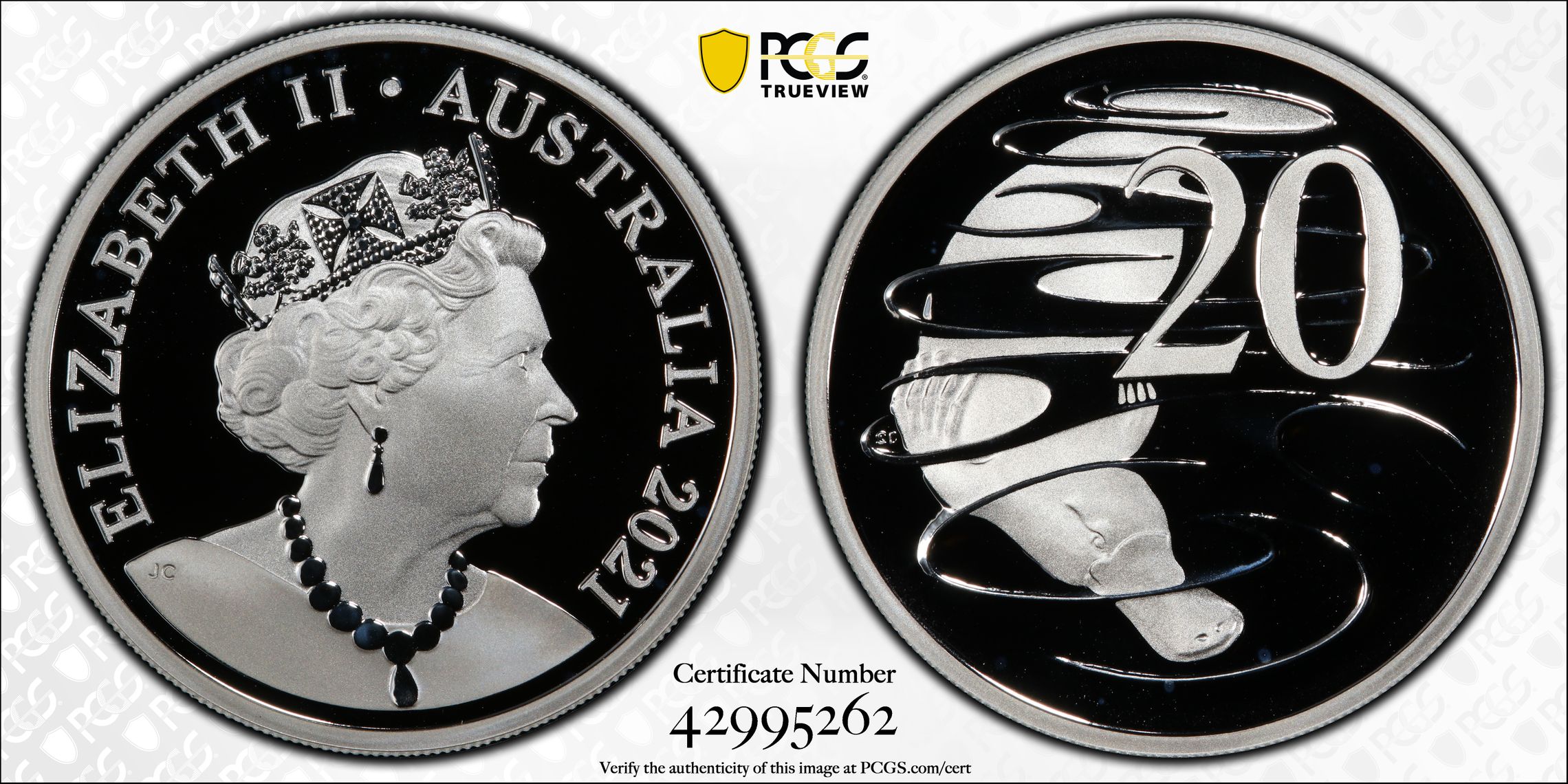 Silver, Twenty Cent, 2021, PCGS PR69DCAM