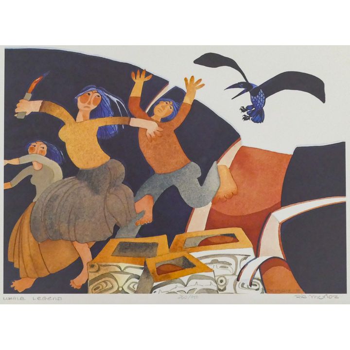 Rie Munoz ''Whale Legend'' 1978 Signed Print 14'' x 16.75'' Sheet.