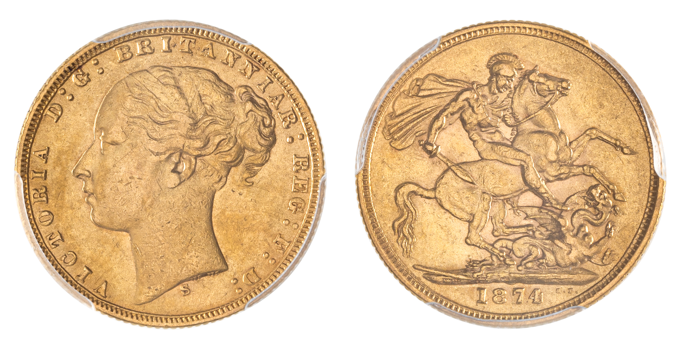 Victoria, Sovereign, 1874-S, PCGS AU 55