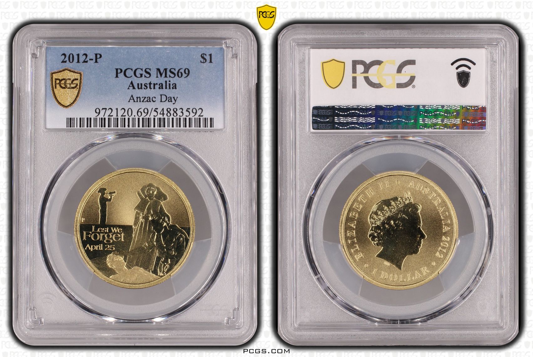 Anzac Day, One Dollar, 2012-P, PCGS MS69
