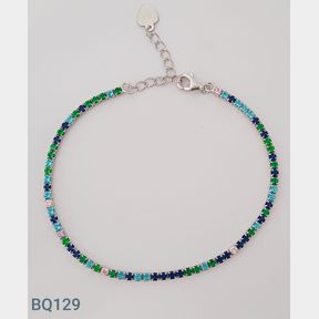 Sterling Silver Multi Colour 2 Cz Tennis Bracelet - 51533/232