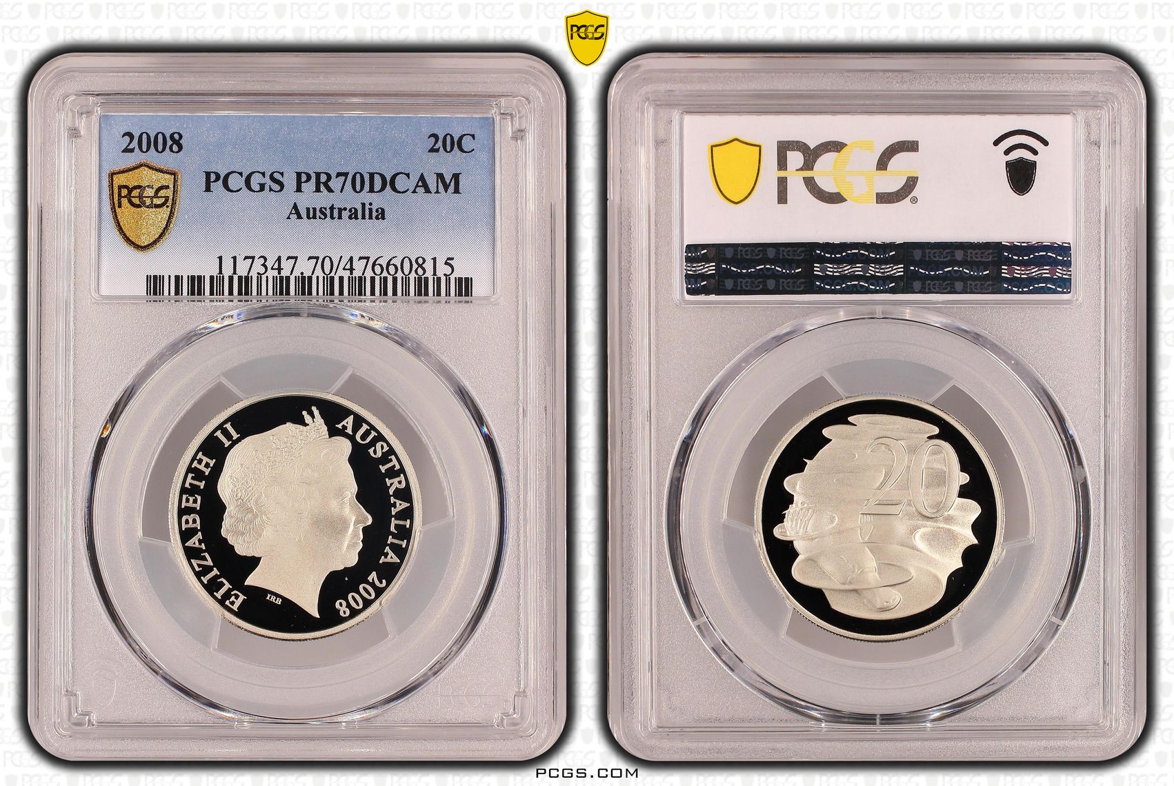 Elizabeth II, Twenty Cent, 2008, PCGS PR70DCAM