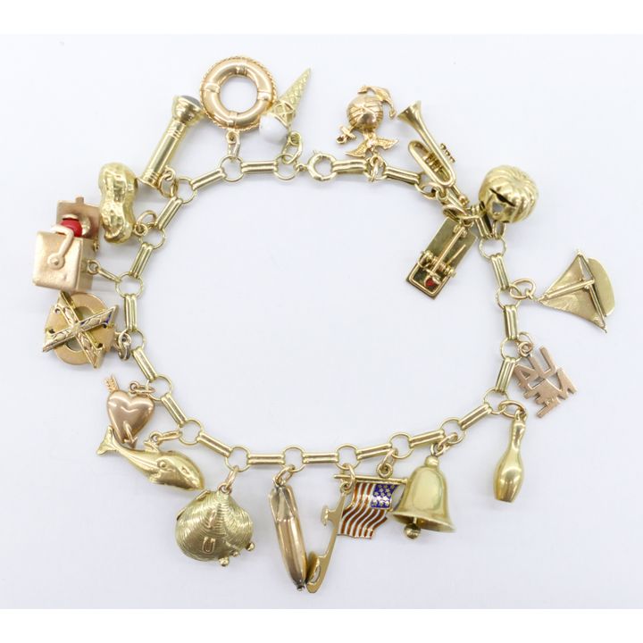 Vintage 14k Petite Loaded Charm Bracelet