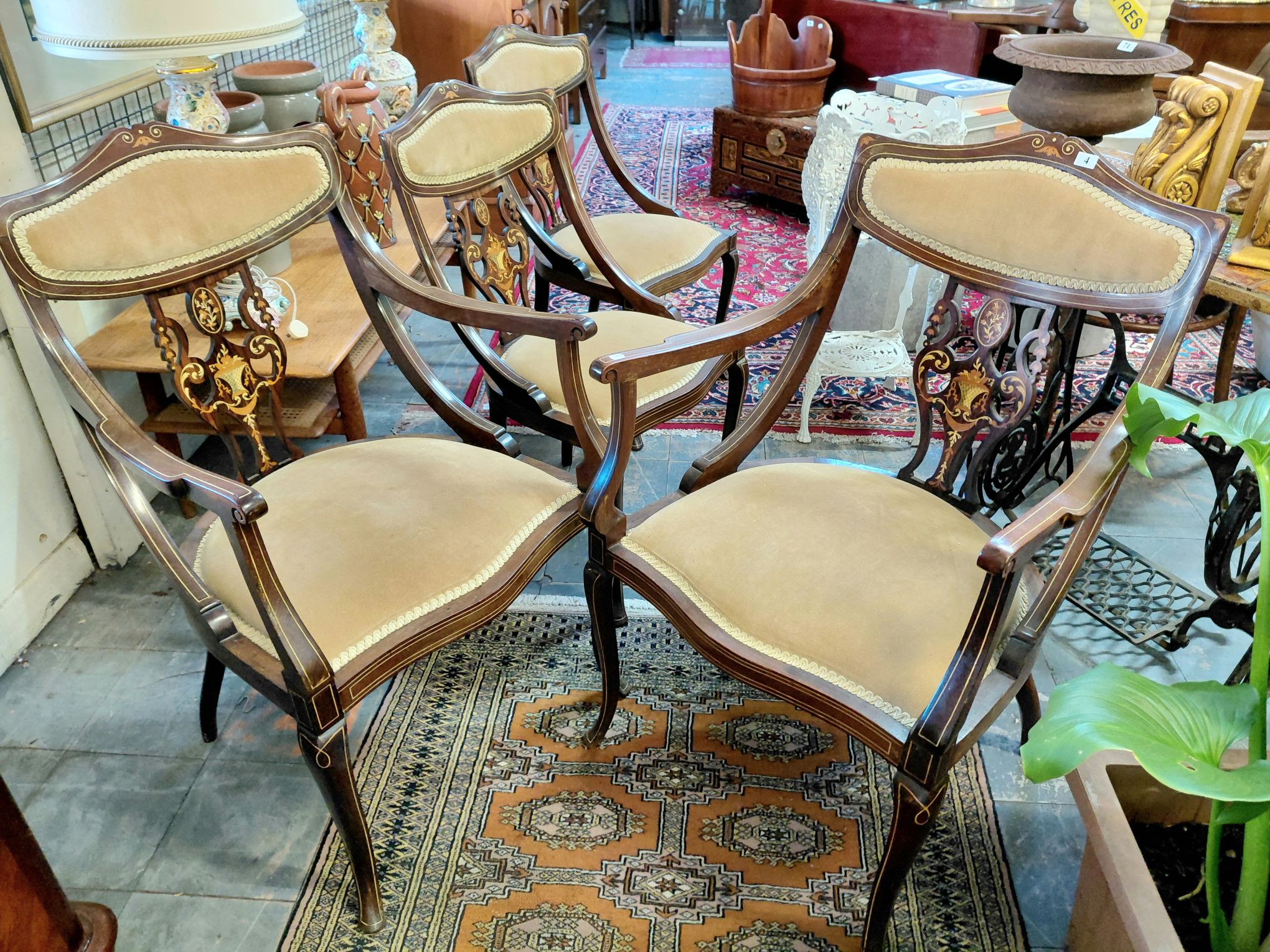 Edwardian Marquetry Inlaid Chairs