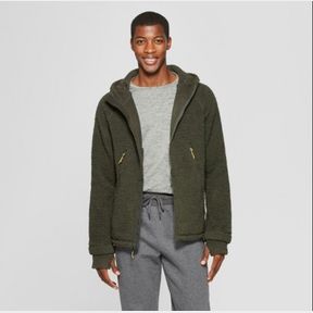 MEN'S SHERPA LINED FLEECE JACKET - C9 CHAMPION® BOTTLE GREEN SZ XXL