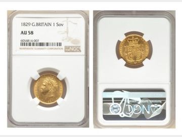 1829 GEORGE IV BARE HEAD SOVEREIGN AU58