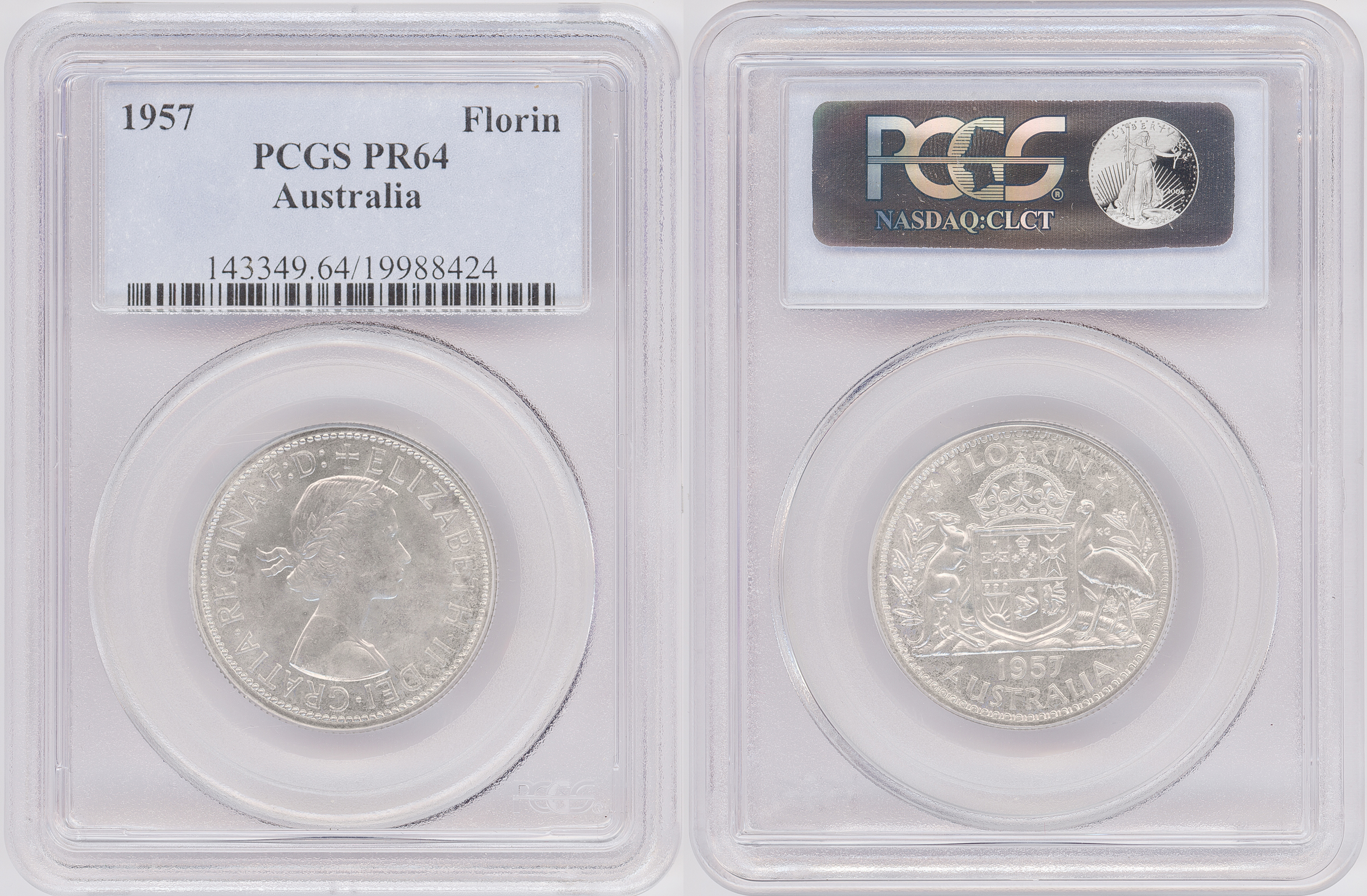 Elizabeth II, Florin, 1957(m), PCGS PR64