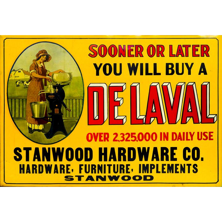 De Laval Cream Separator Tin Litho Sign