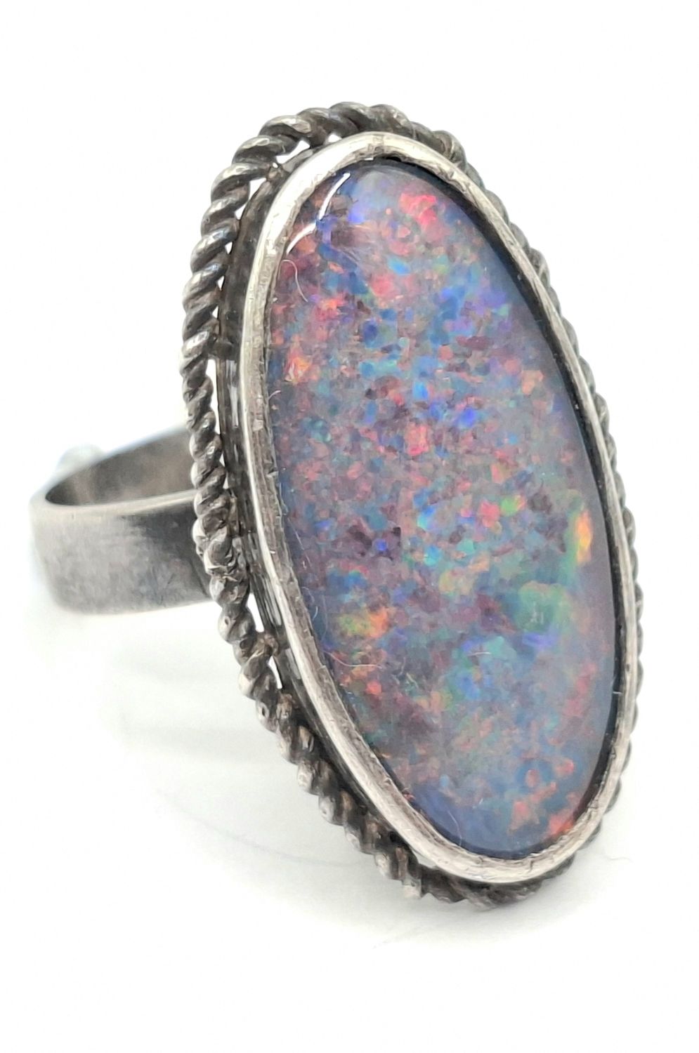 1040 · STERLING SILVER OPAL RING