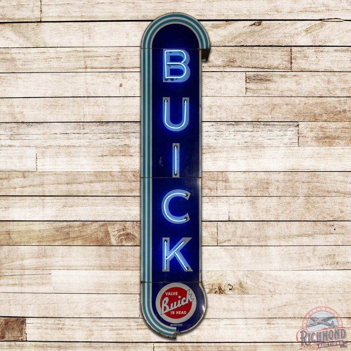 Buick Valve in Head Vertical 16' Die Cut Single Sided Porcelain Neon Sign w/ Logo