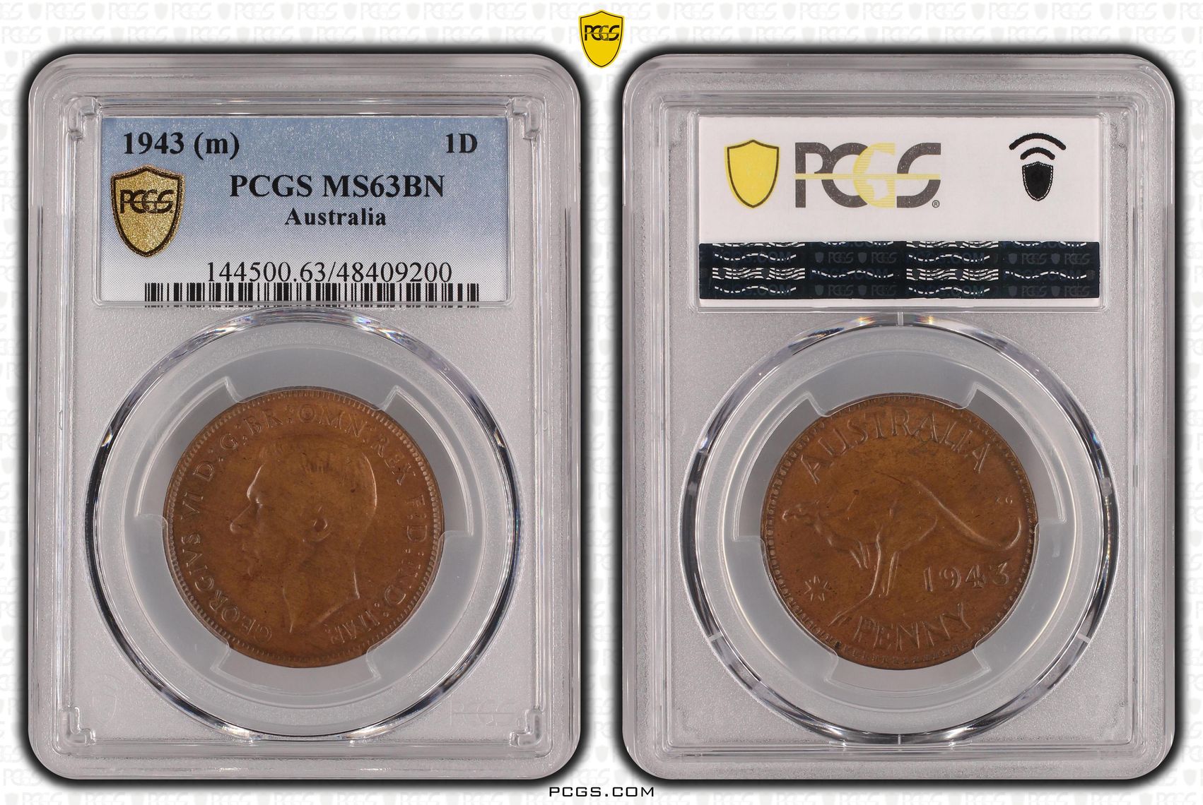 George VI, Penny, 1943, PCGS MS63BN