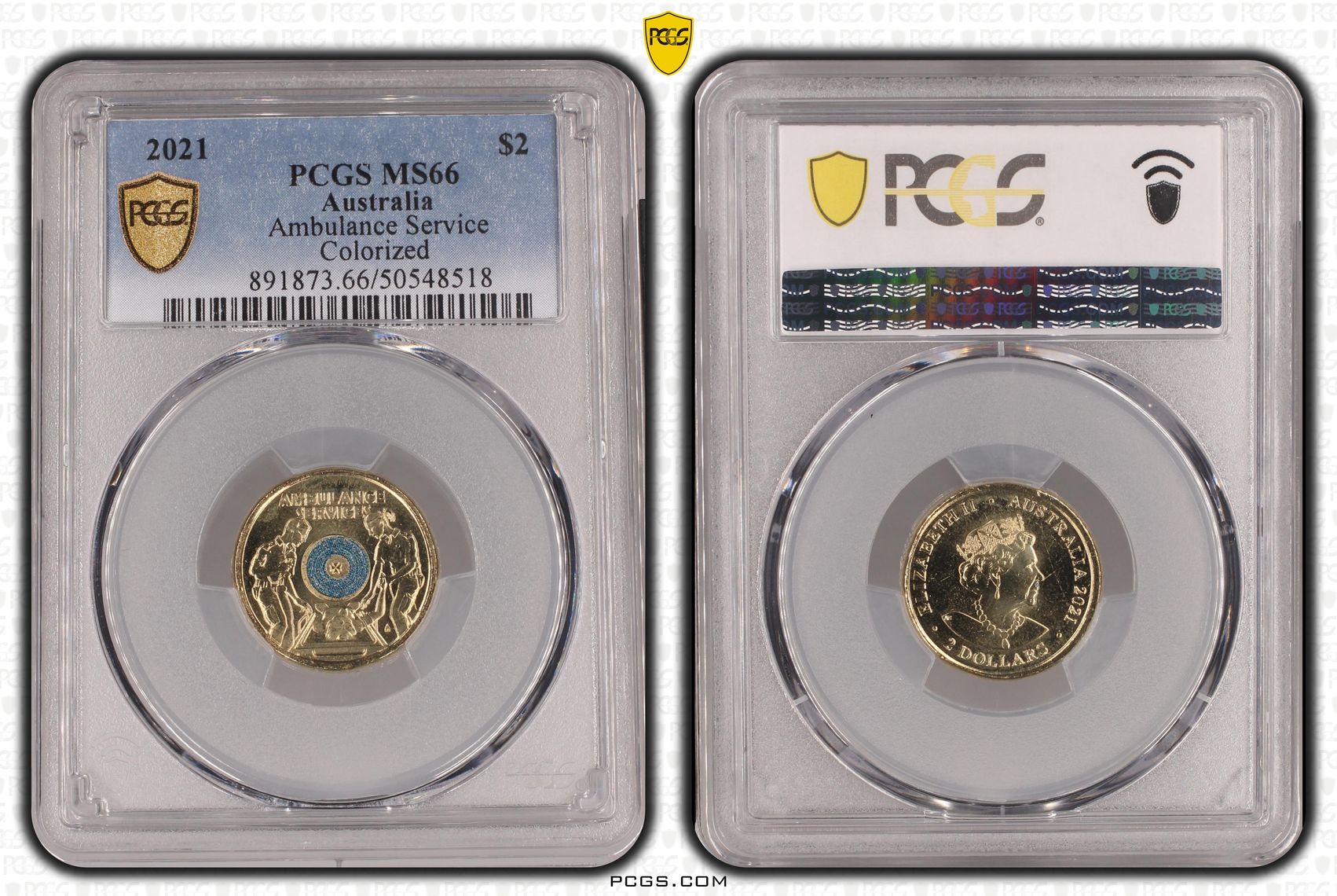Ambulance Service Colorized, Two Dollar, 2021, PCGS MS66