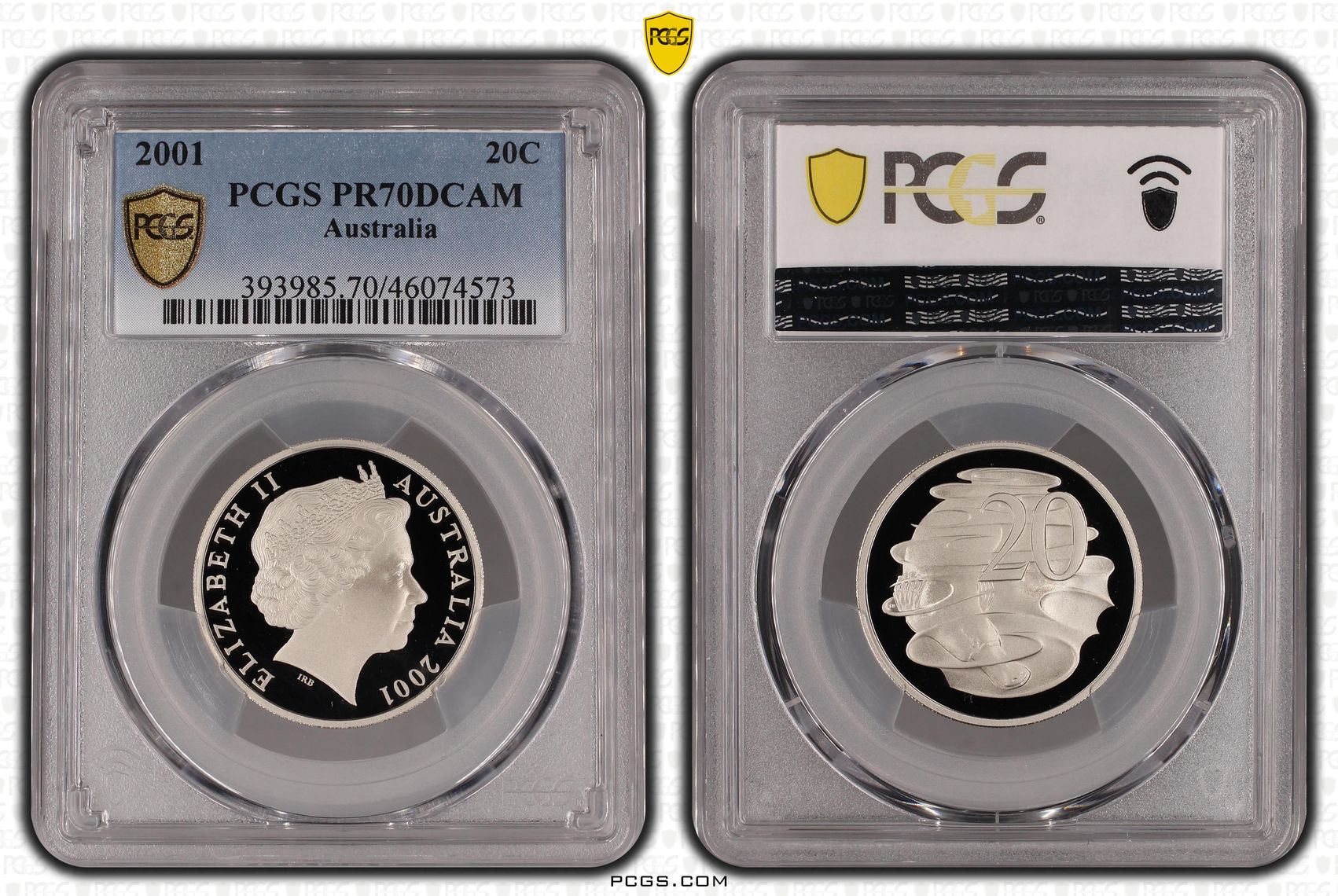 Top pop, Twenty Cent, 2001, PCGS PR70DCAM
