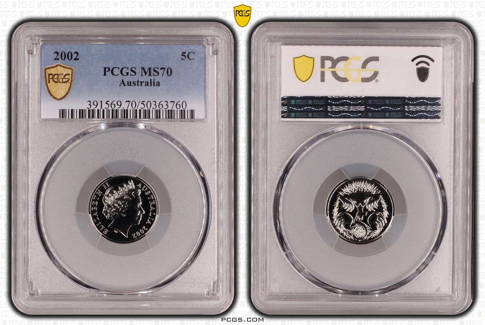 POP 17/0, Five Cent, 2002, PCGS MS70