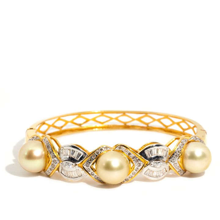 South Sea Pearl and Diamond Bangle,