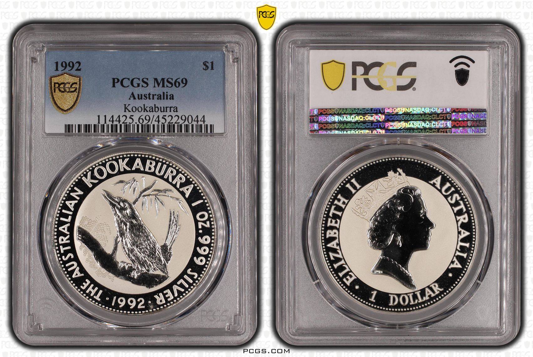 1992 Australia One Dollar, $1 Kookaburra PCGS - MS69 -044