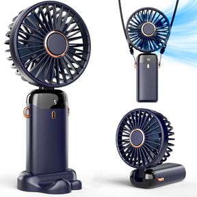 KOONIE PORTABLE HANDHELD FAN, BATTERY OPERATED FAN WITH BASE, 8 HOURS, DIGITAL DISPLAY, 5 SPEEDS, 90 AJUSTABLE, RECHARGEABLE MINI