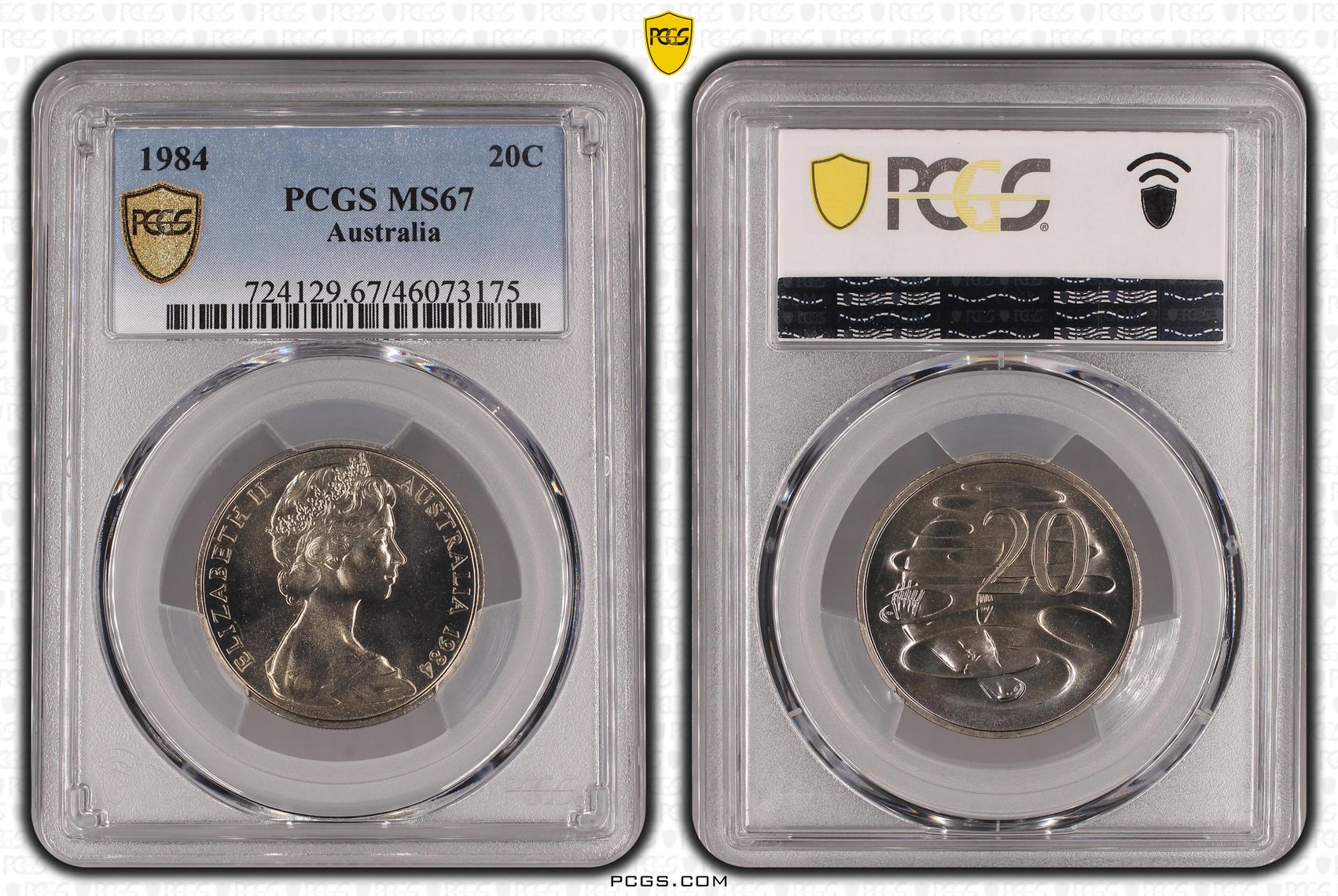 1984 Australia Twenty Cent, 20c PCGS - MS67 -175