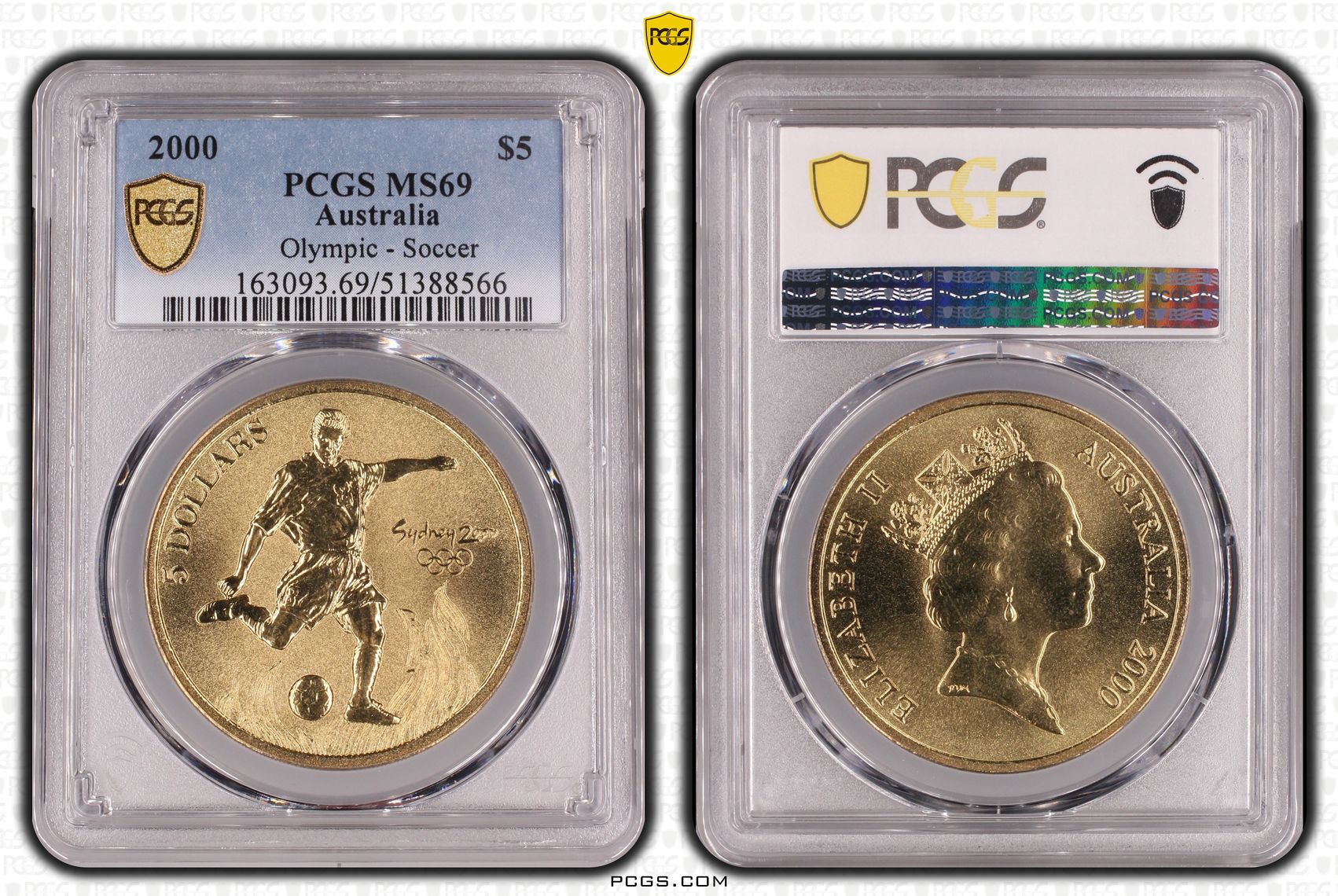 Olympic - Soccer, POP 7/0, Five Dollar, 2000, PCGS MS69