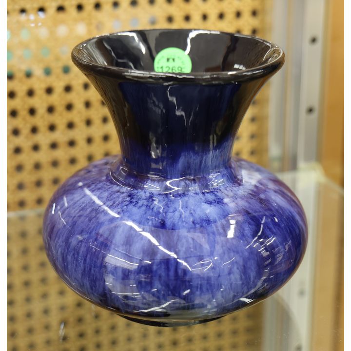 European Blue Drip Glaze Pottery Vase 5''
