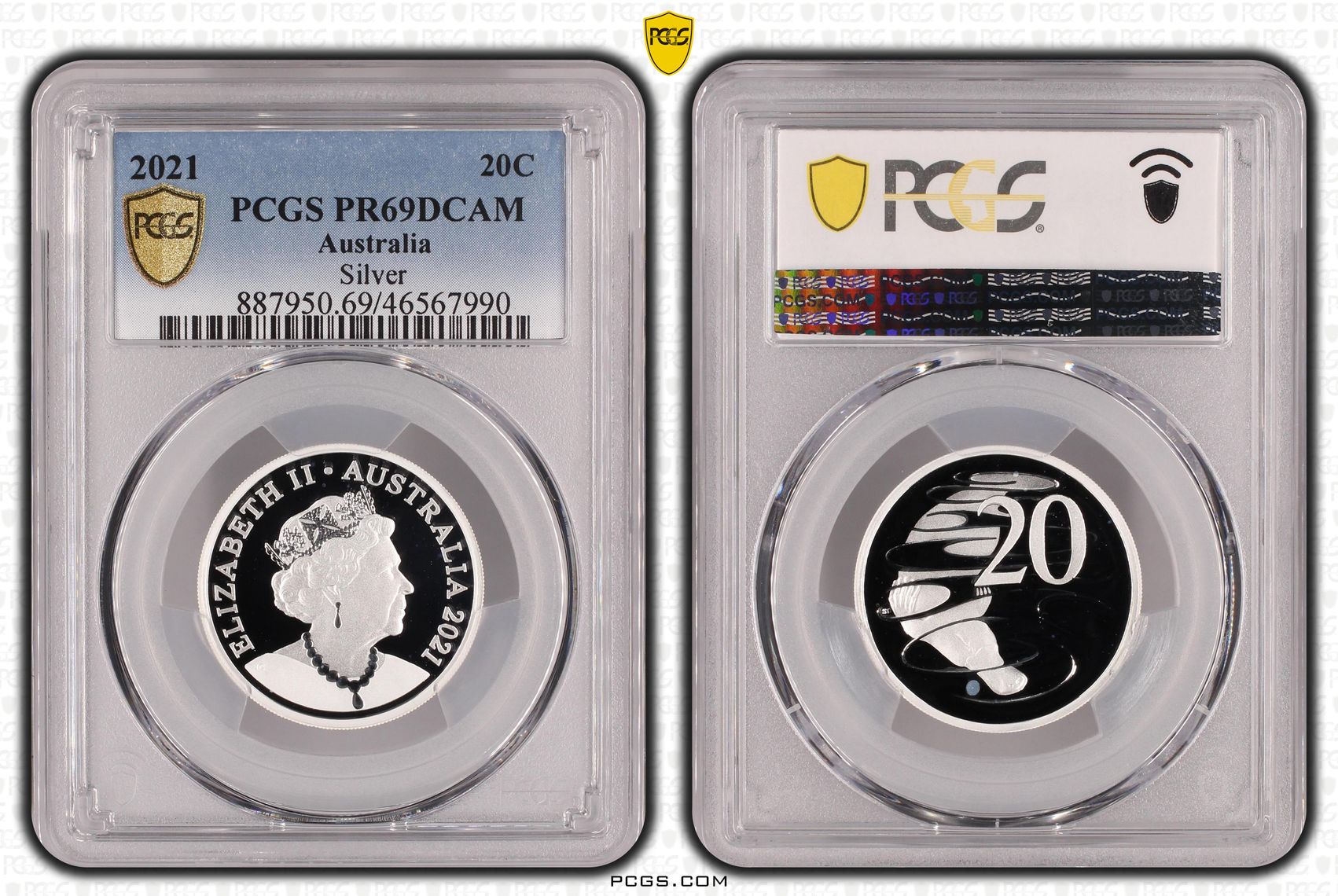 Silver, Twenty Cent, 2021, PCGS PR69DCAM