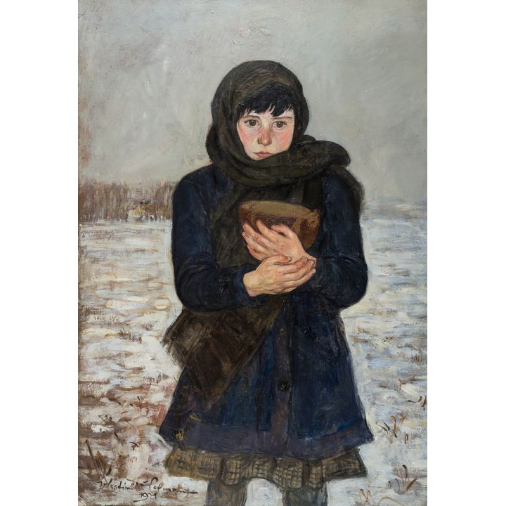 Wlastimil Hofman | Dziewczynka z bochenkiem chleba, 1921 r.