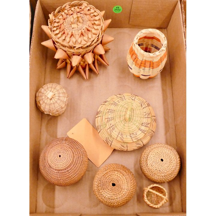 Box Pine Needle Indian Baskets Etc- largest 4''