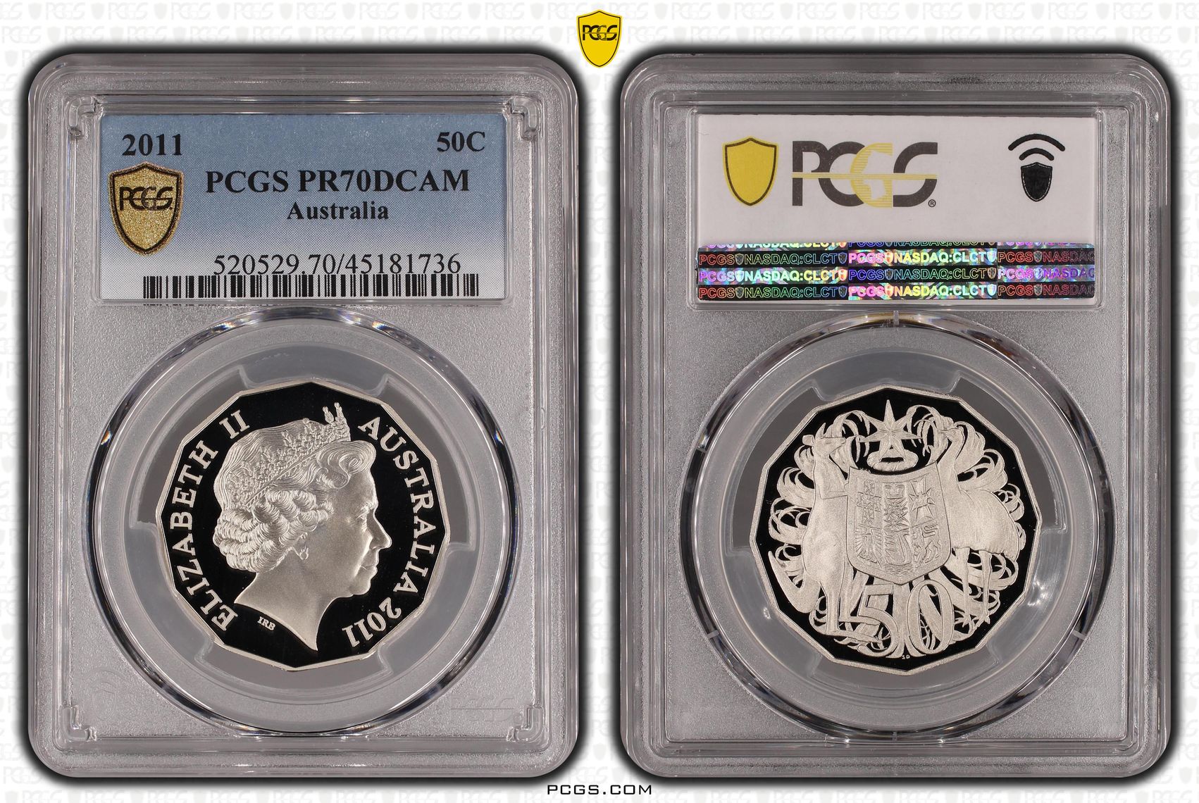 Elizabeth II, Fifty Cent, 2011, PCGS PR 70DCAM