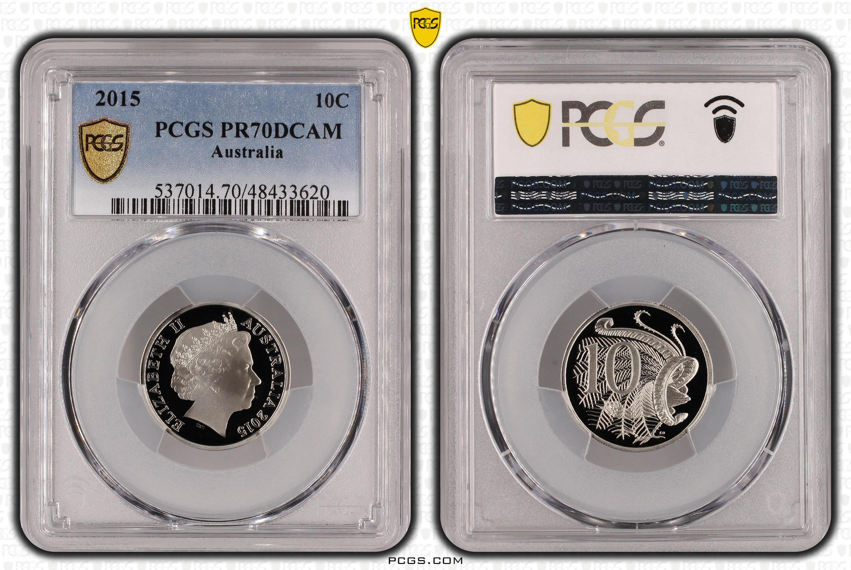 Elizabeth II, Ten Cent, 2015, PCGS PR70DCAM