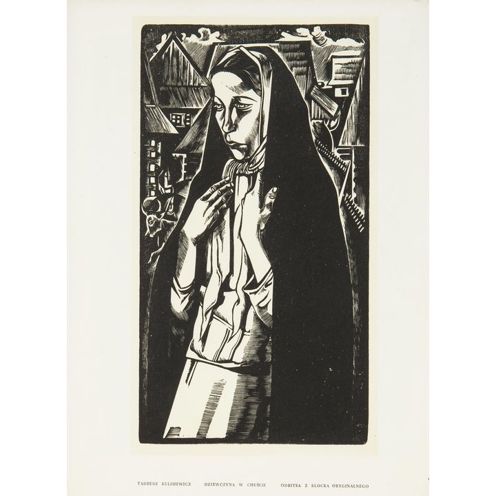 Tadeusz Kulisiewicz | Dziewczyna w chuście (wkładka do czasopisma Arkady, Rocznik 3, 1937, nr 2)
