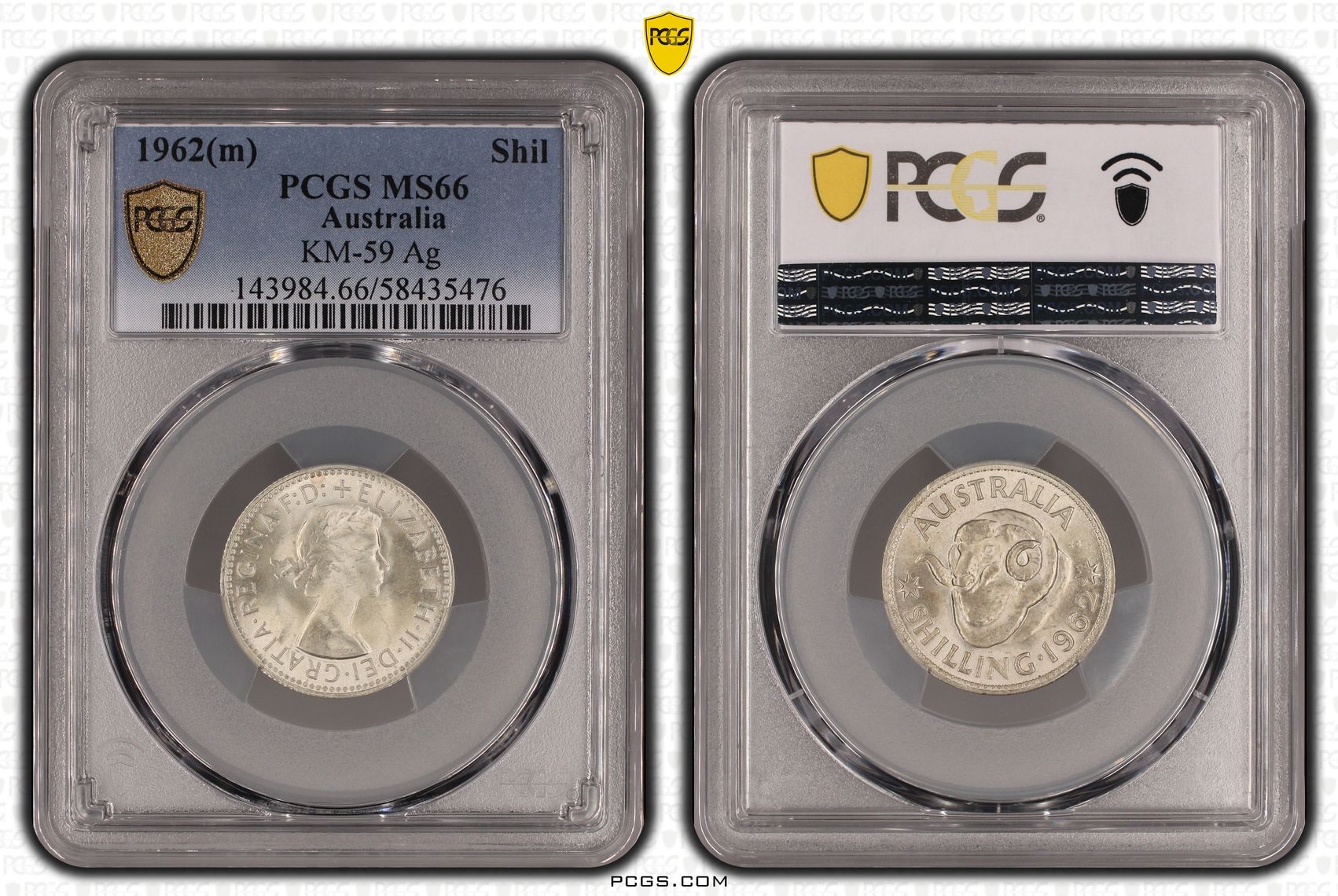 KM-59 Silver, Shilling, 1962(m), PCGS MS66