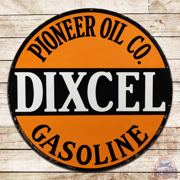 Superb Pioneer Oil Co. Dixcel Gasoline 42" Double Sided Porcelain Sign