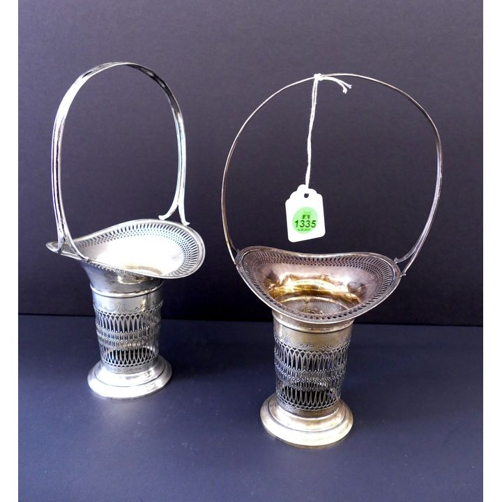 Pair Whiting Sterling Pierced Baskets- no inserts- 292g- 10''
