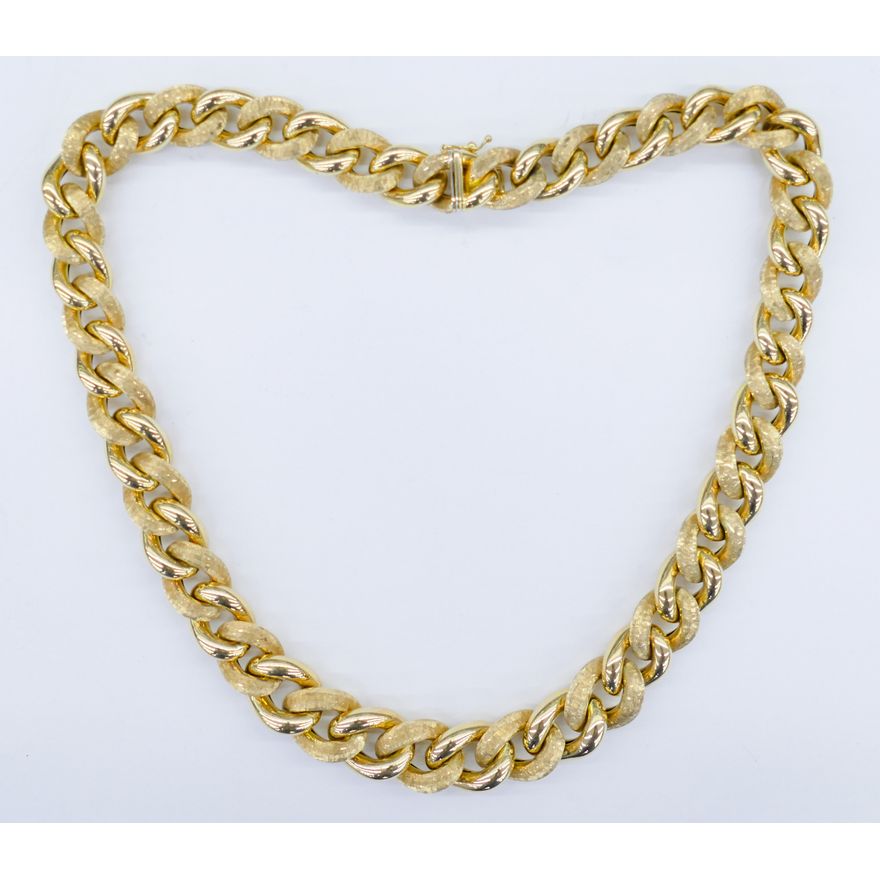Italian 14k Textured Double Curb Link Necklace 20''