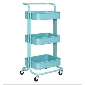 3 Tier Metal Mesh Storage Shelf Utility Rolling Cart Mobile Trolley Blue |