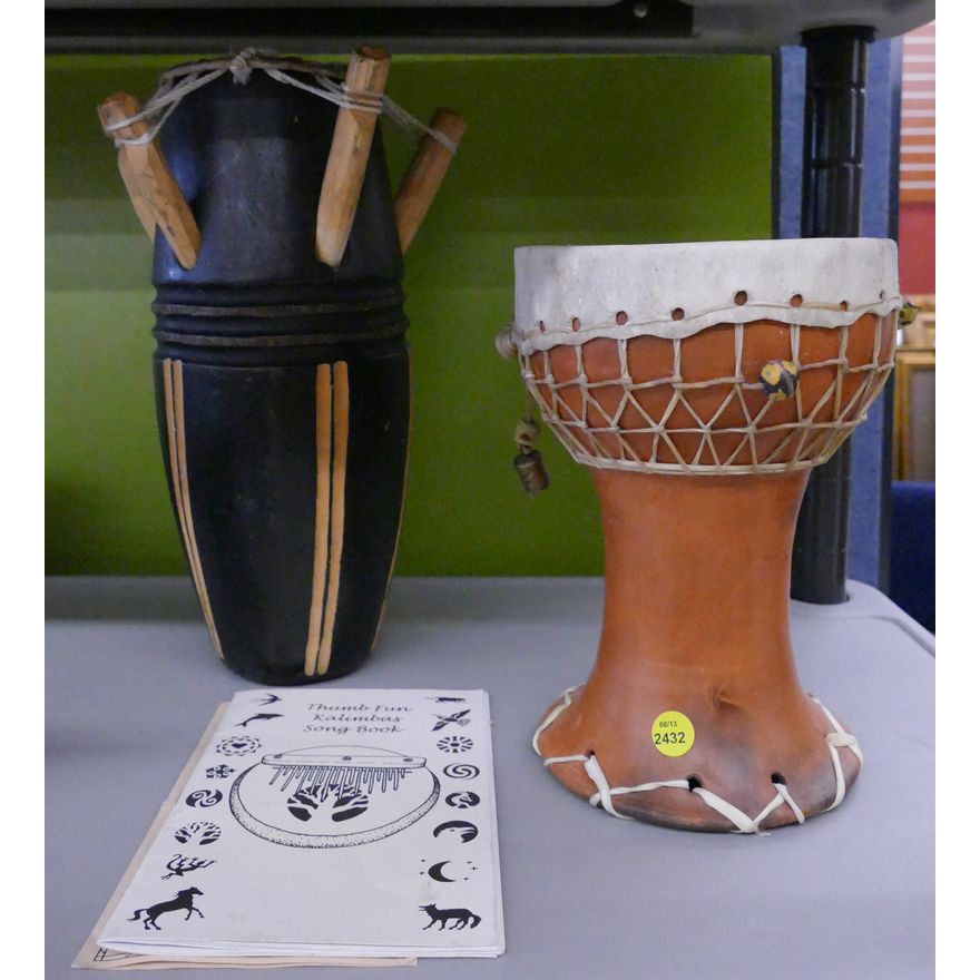 2 Small Ethnic Drums- 10'' to 14''