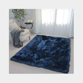 140 x 180cm Plush Fluffy Carpet - Shaggy Foldable Rugs - Navy Blue -51471/4920