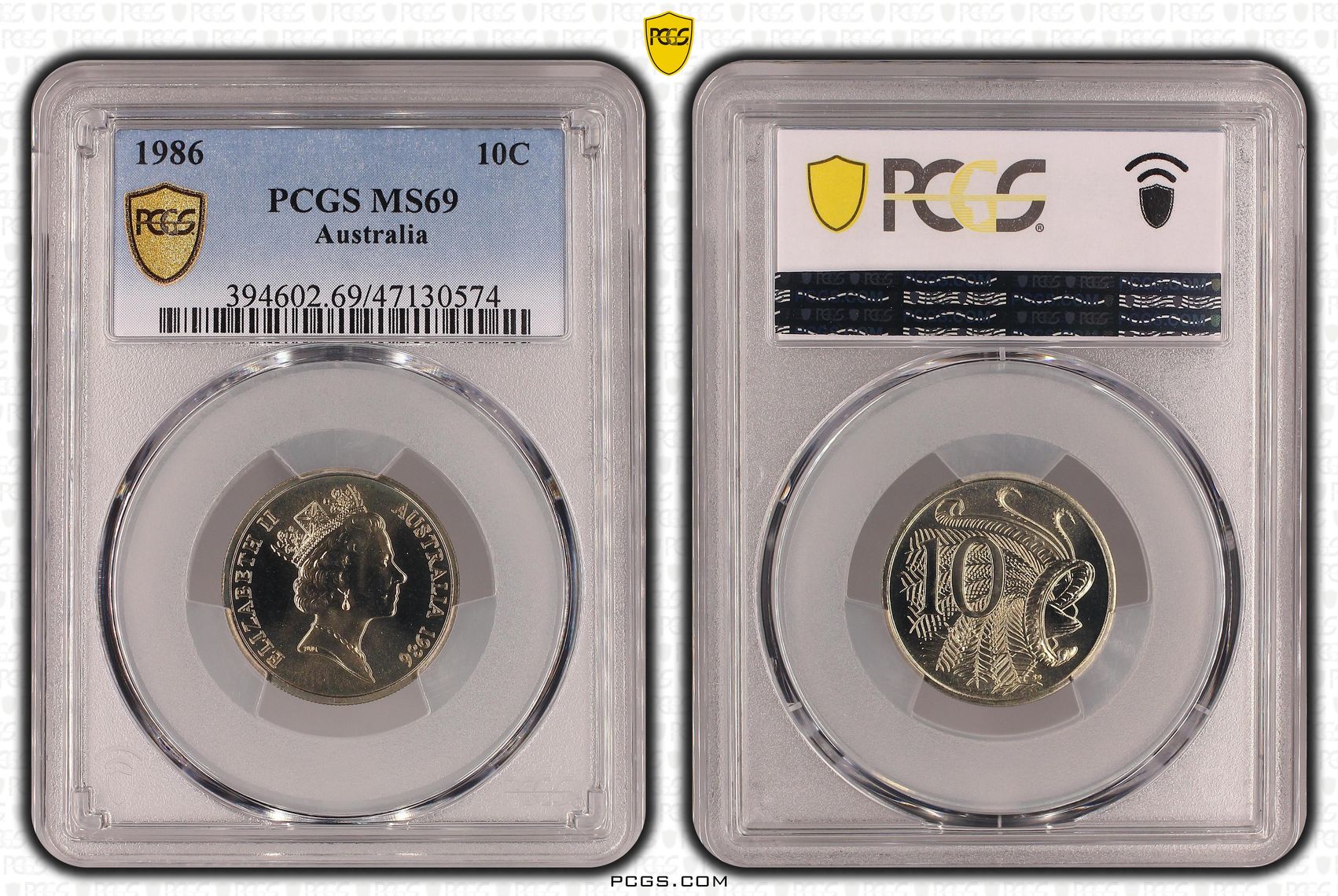 Elizabeth II, Pop 10/0, Ten Cent, 1986, PCGS MS69