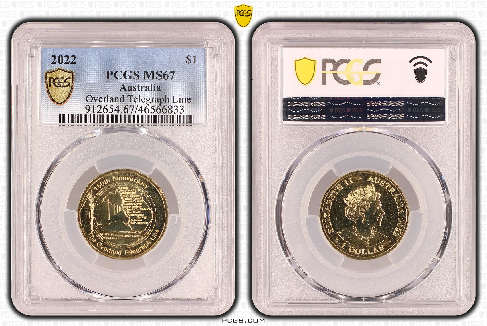 Overland Telegraph Line, One Dollar, 2022, PCGS MS67