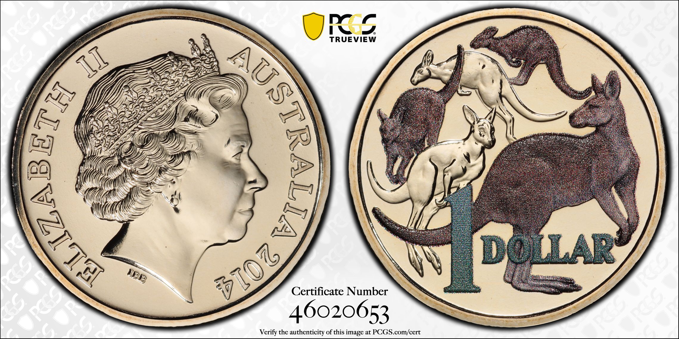 442 · Mob of Roos CuNi Colorized  POP 2/0, One Dollar, 2014, PCGS MS70