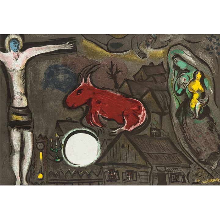 Marc Chagall | Mistyczne ukrzyżowanie z albumu "Derierre le Miroir", 1950