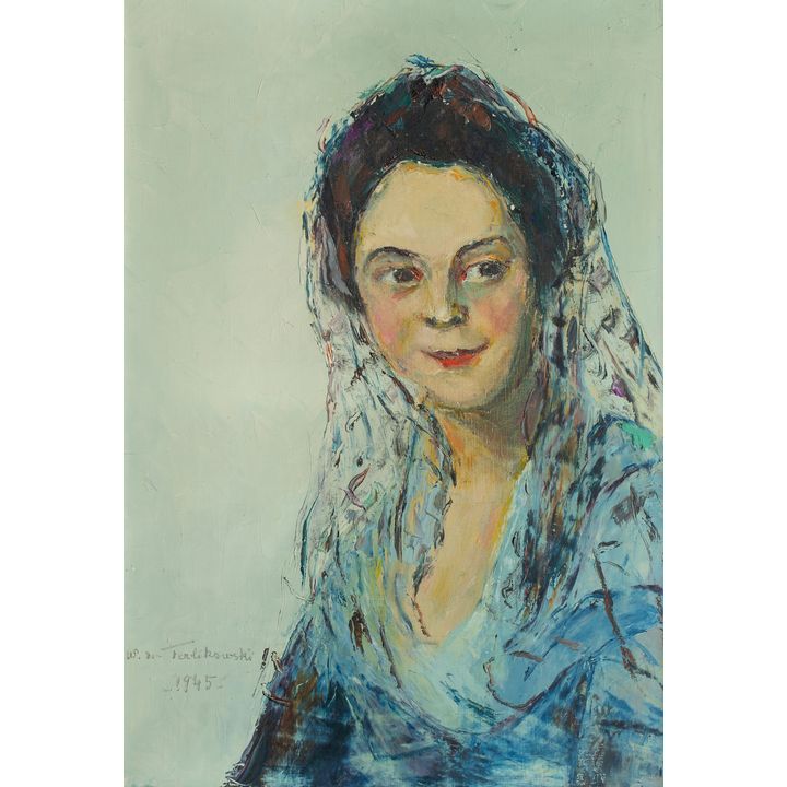 Włodzimierz Terlikowski | Kobieta w mantylce, 1945 r.