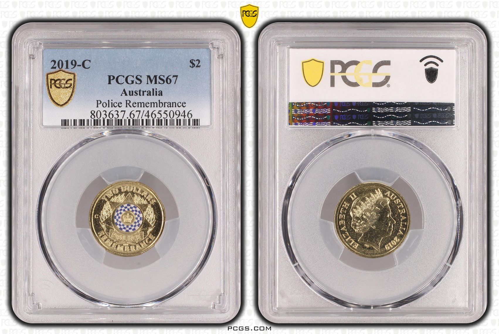Elizabeth II, Police Remembrance, Two Dollar, 2019-C, PCGS MS67