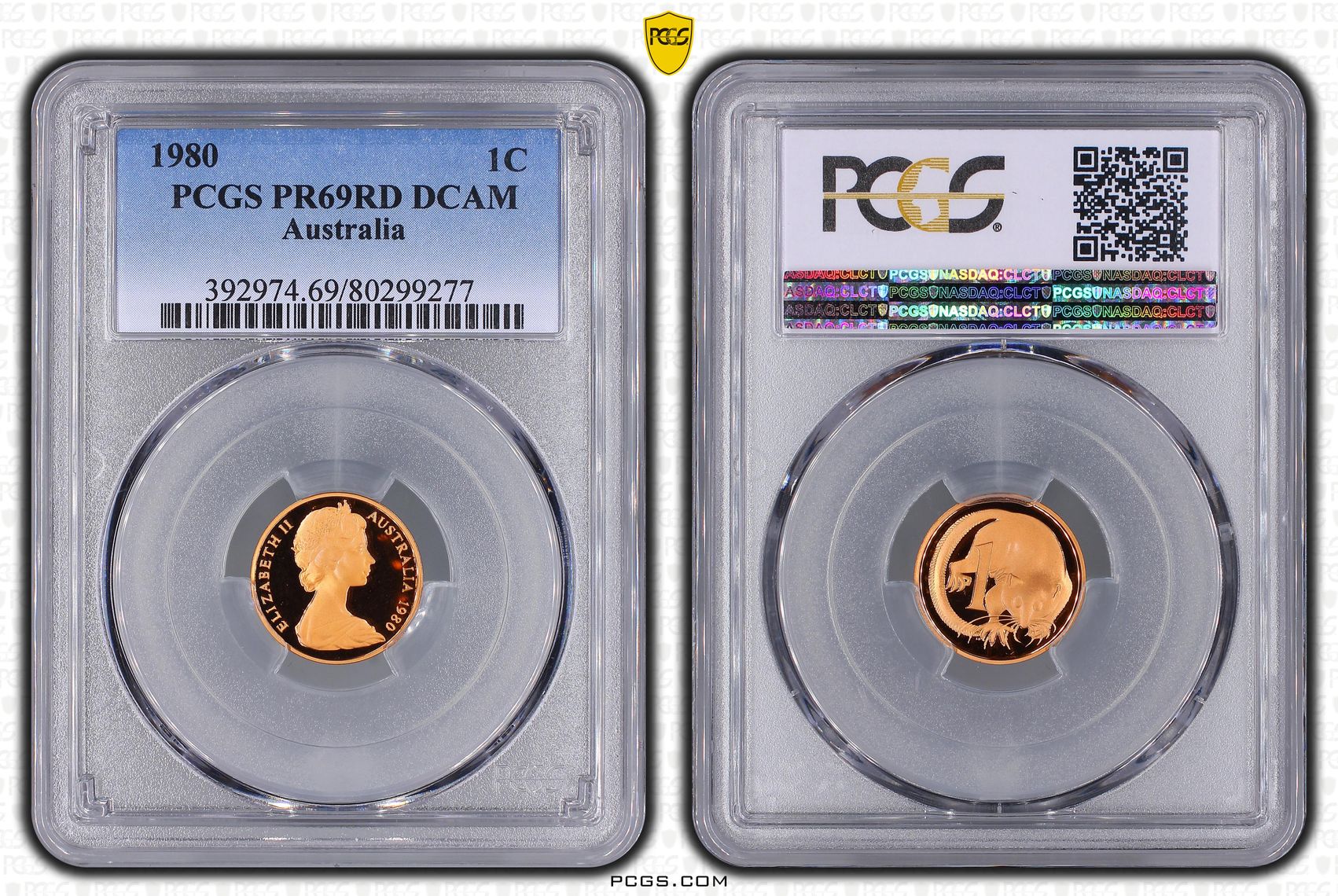 Elizabeth II, One Cent, 1980, PCGS PR69DCAM