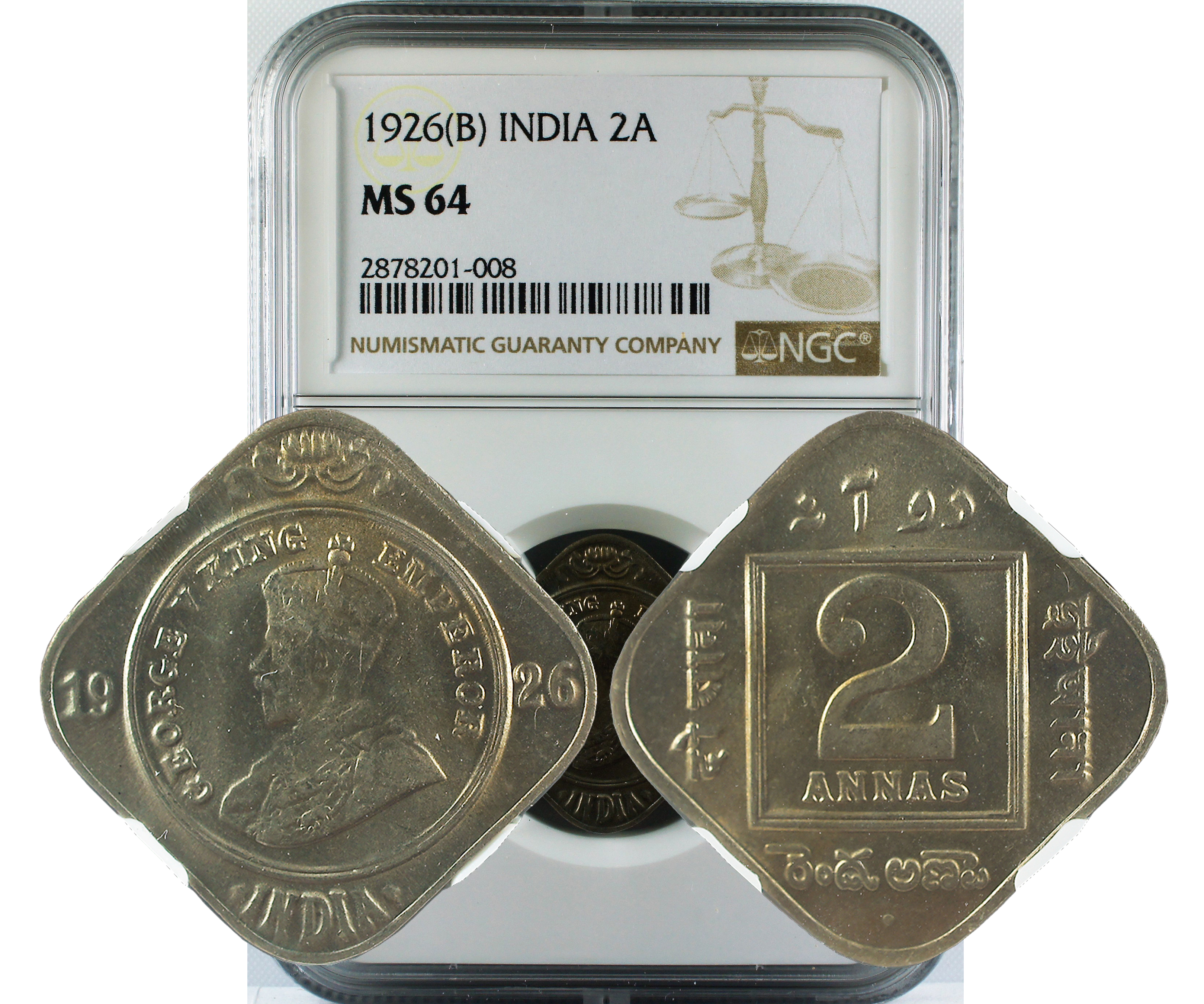 1926 B INDIA 2ANNA MS64